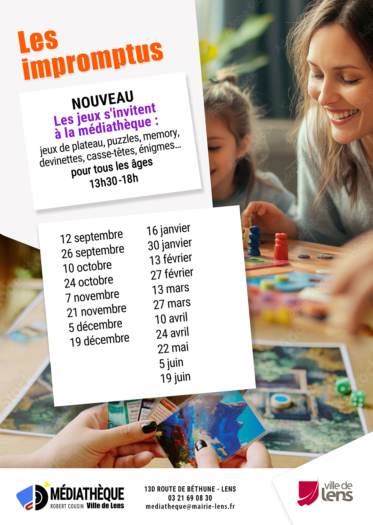 Une dame et des enfants jouent à des jeux de société.