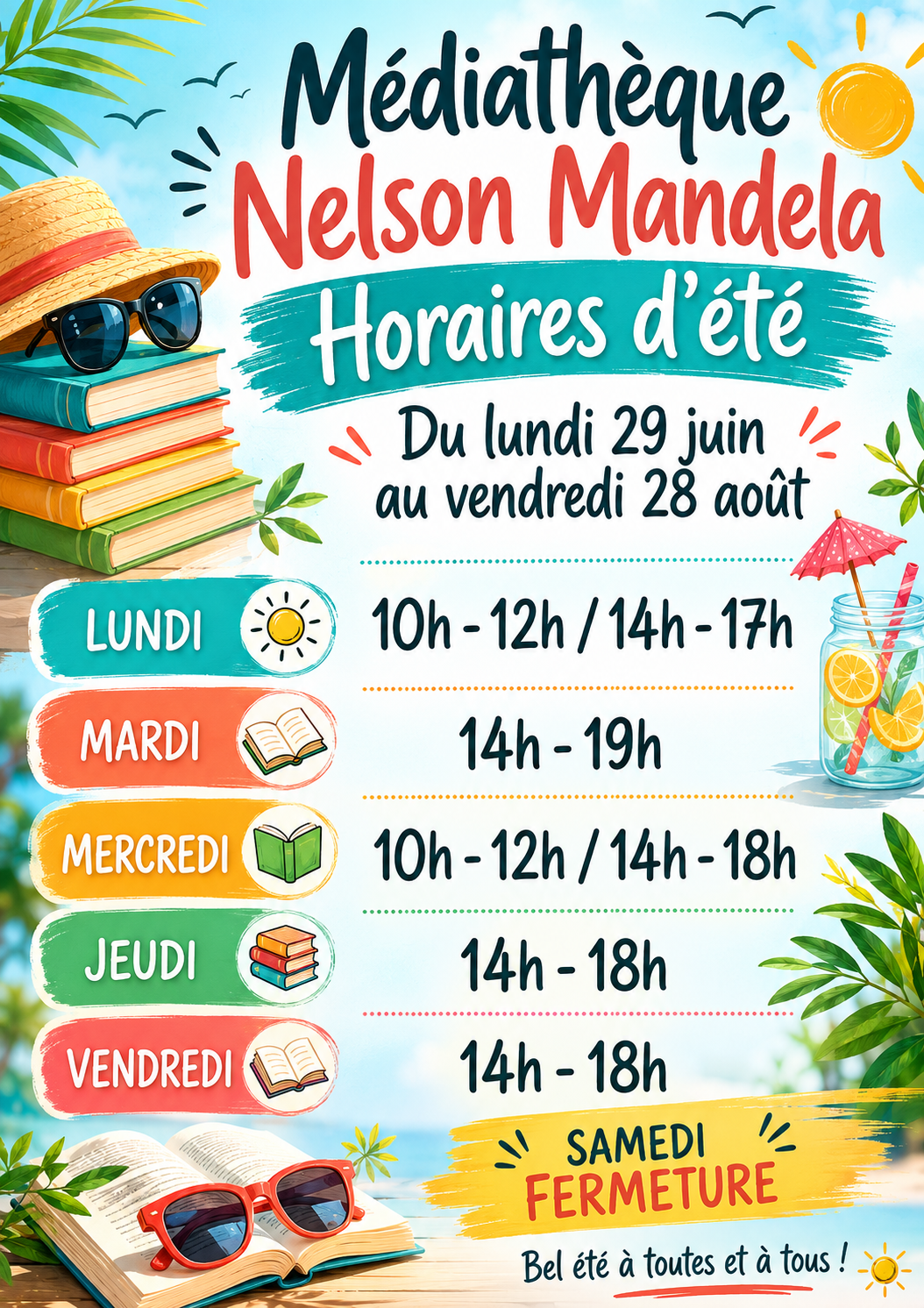 Horaires d'été de la médaithèque de Billy-Montigny