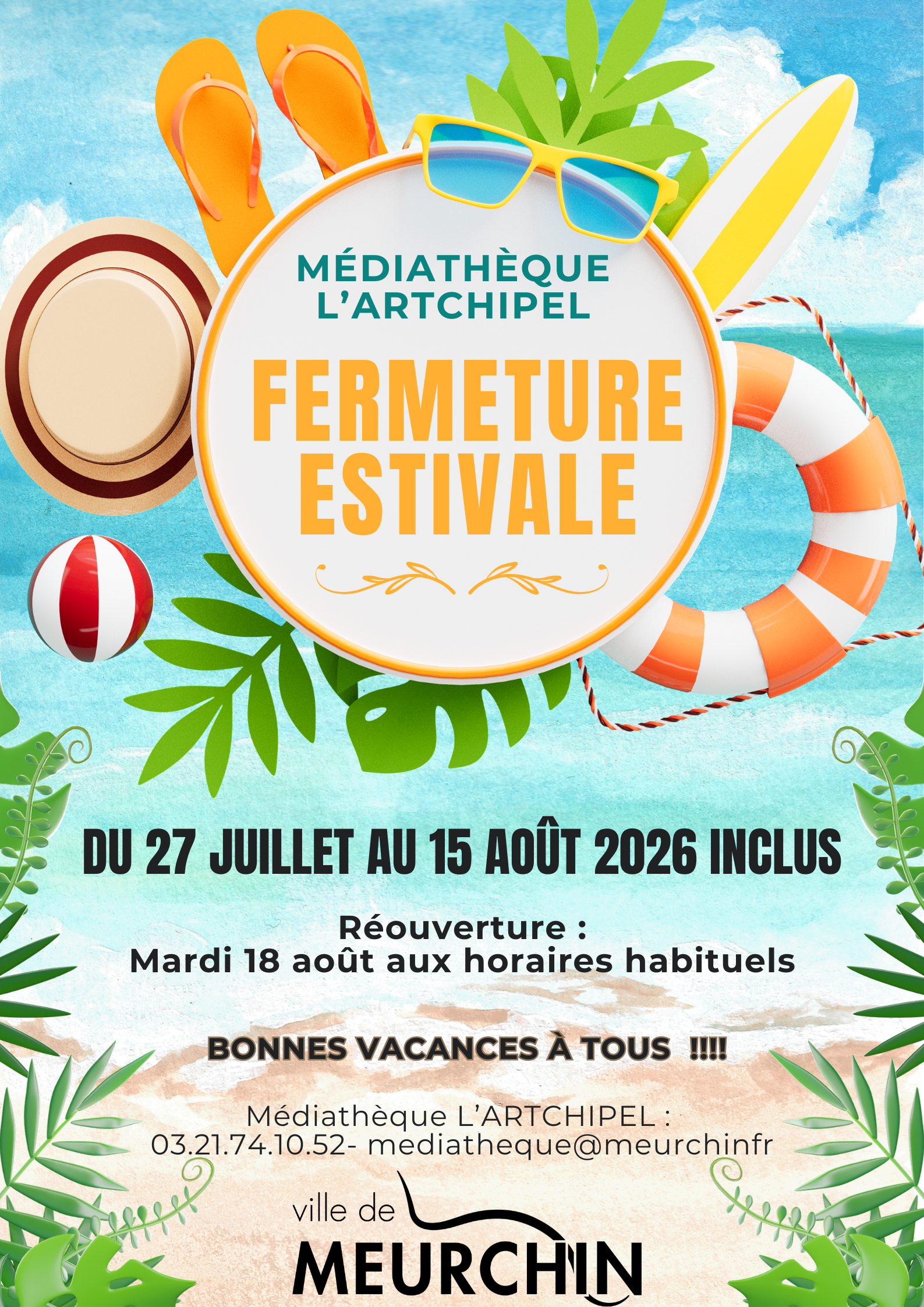 Fermeture estivale de la médiathèque de Meurchin