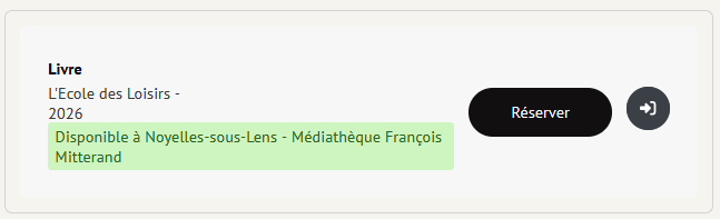 Encart disponibilité d'un livre - médiathèque unique