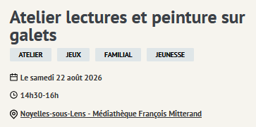 Exemple d'animation dans l'agenda du portail ReliRe